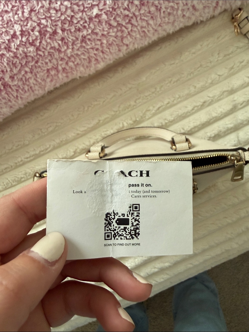 Coach Cream Pebbled Leather Mini Satchel with Gold Hardware - Picture 7 of 8